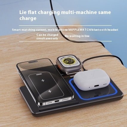 15W 3 In 1 LED Fast Wireless Charger Stand Foldable Charging Station For Smart Phone 15 14 13 12 11 IWatch 9 8 7 6 5 Airpods Pro - QuickBuy