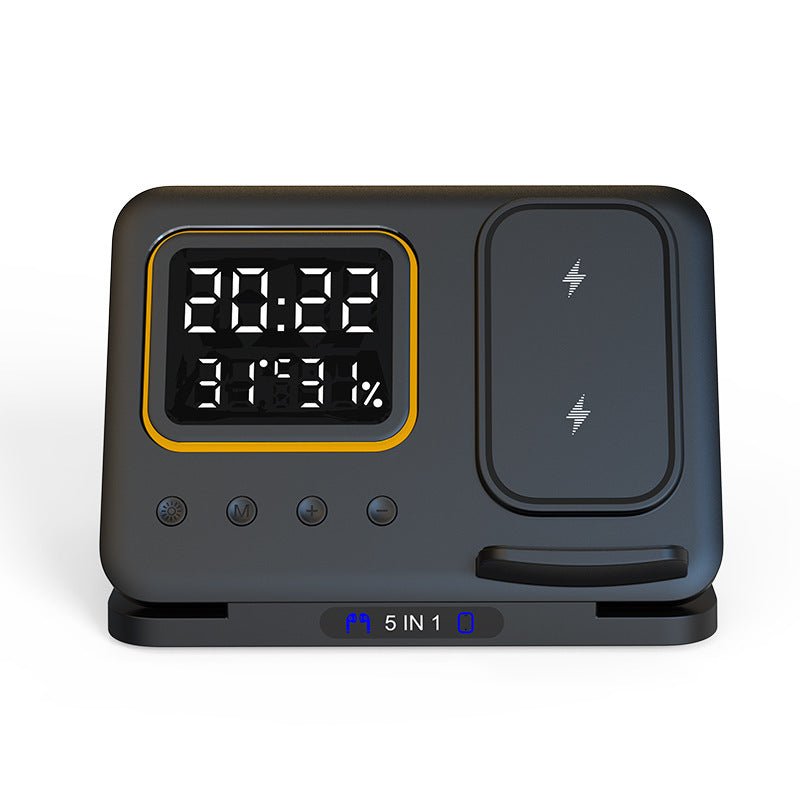 15W Wireless Chargers Stand 5 In1 LED Digital Alarm Clock Fast Charging Dock Station - QuickBuy