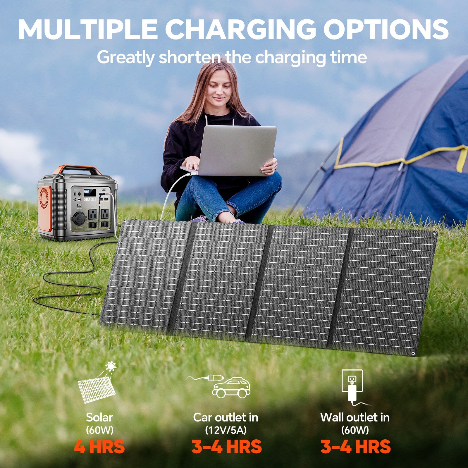 300W Portable Power Station, 296Wh Backup Lithium Battery, Solar Generator For Outdoors Camping Travel Hunting Blackout ,60W Solar Panel Is Included - QuickBuy