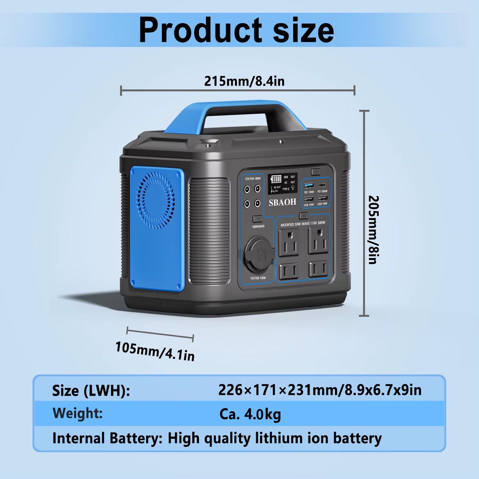 300W Portable Power Station,296Wh 80000Mah Backup Lithium Battery,Solar Generator For Home And Outdoor Emergency Power Outage,Solar Panel Is Not Included - QuickBuy