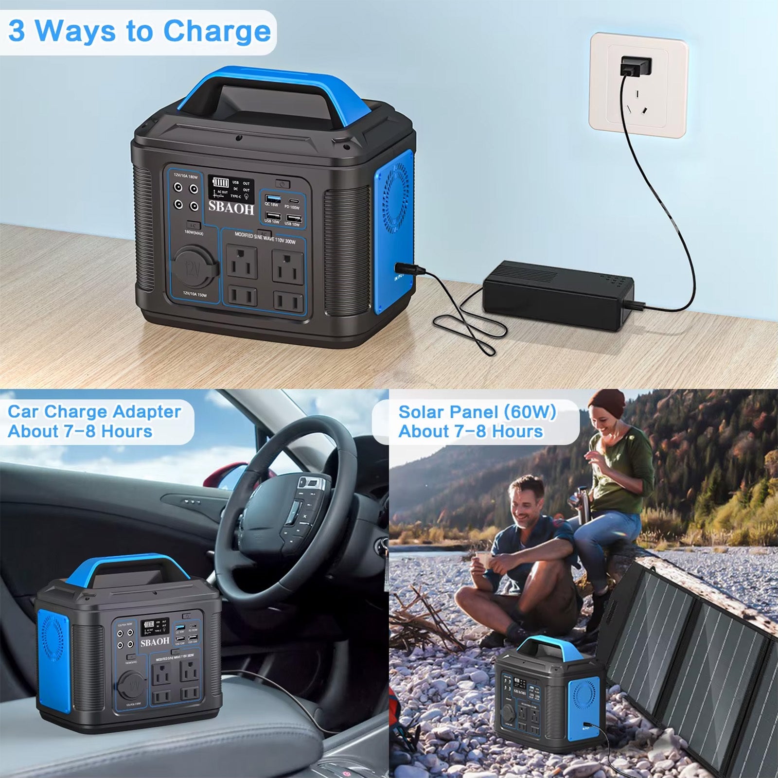 300W Portable Power Station,296Wh 80000Mah Backup Lithium Battery,Solar Generator For Home And Outdoor Emergency Power Outage,Solar Panel Is Not Included - QuickBuy