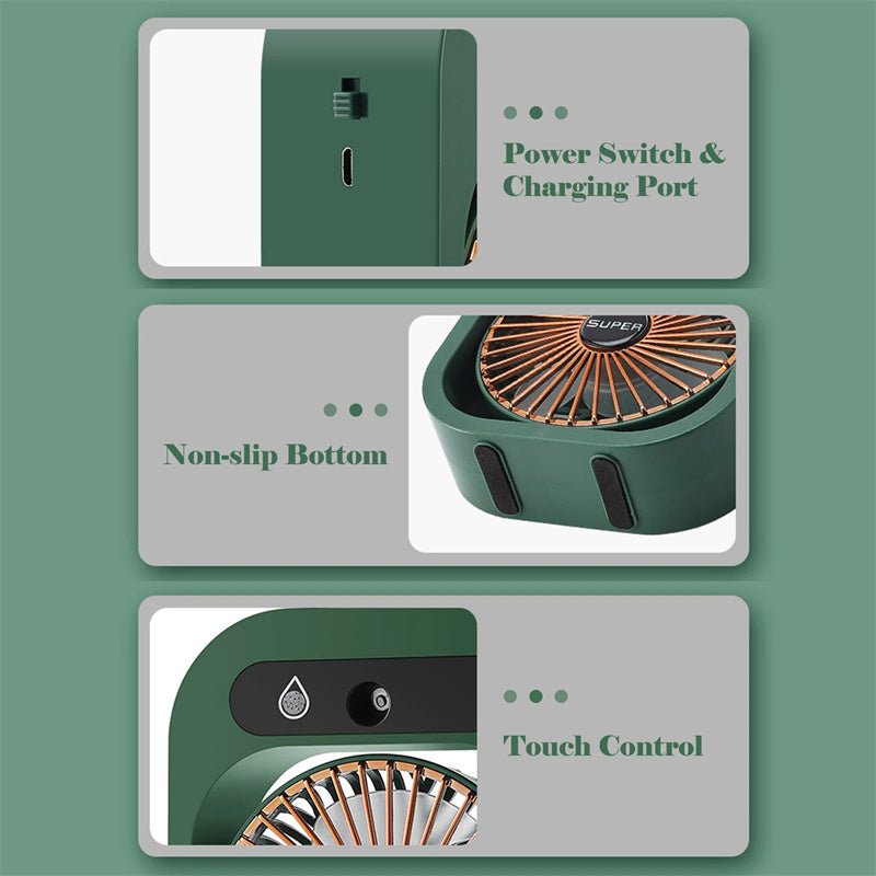 Air Conditioning Fan Desk Misting Fan Air Cooler Cooling USB Rechargeable Humidifier Portable Spray Fan With 3 Wind Speeds Mist Fan For Home - QuickBuy