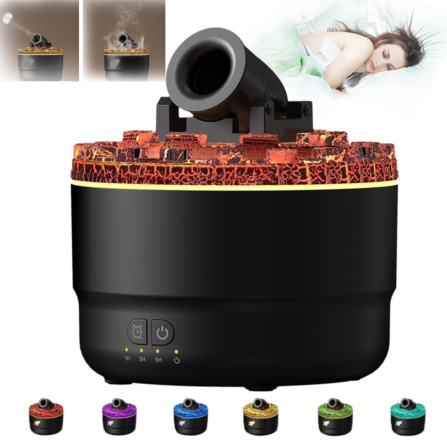Battery Aroma Diffuser Convenient Home Bedroom Colorful Flame Ambience Light Large Spray Humidifier - QuickBuy