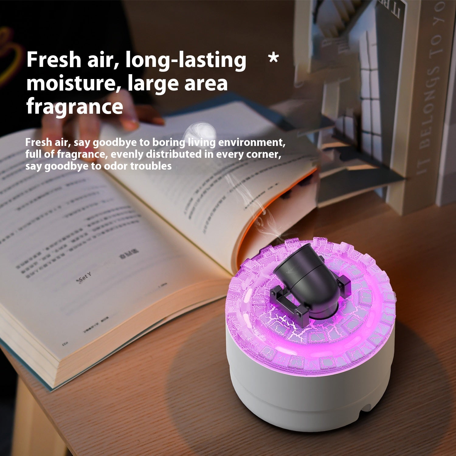 Battery Aroma Diffuser Convenient Home Bedroom Colorful Flame Ambience Light Large Spray Humidifier - QuickBuy