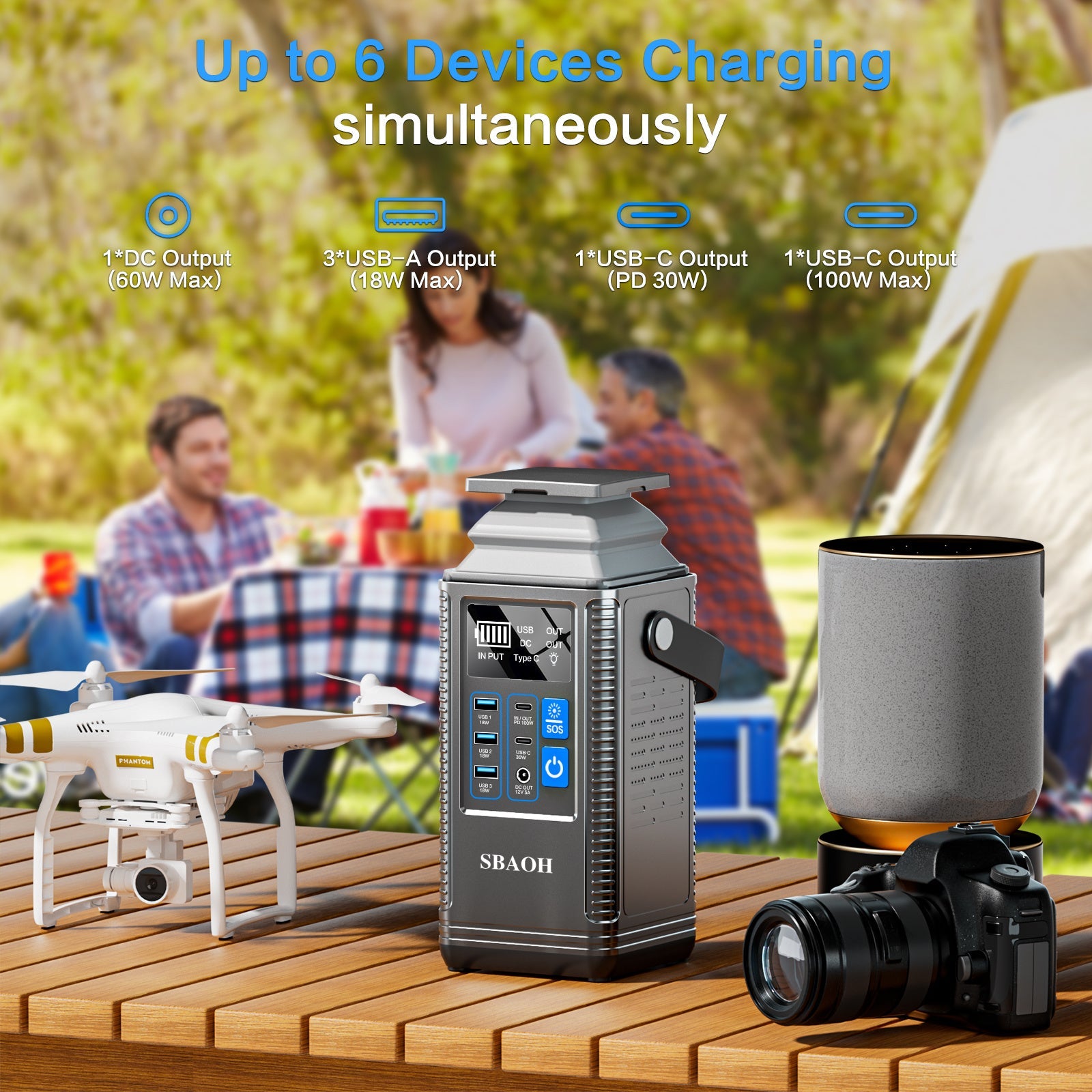 Camping Power Station 296Wh Power Bank 80000mAh Lithium Battery Outdoor Solar Generator USB Port Supply - QuickBuy