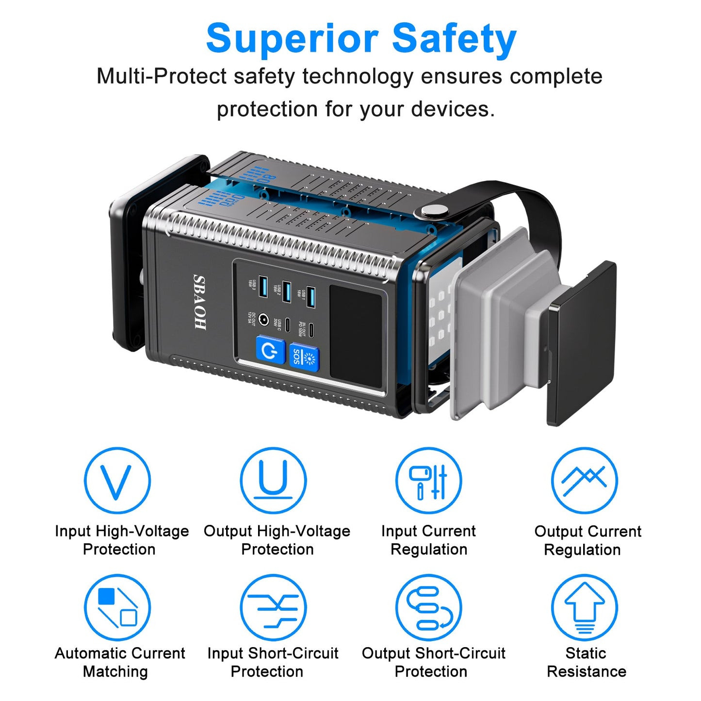 Camping Power Station 296Wh Power Bank 80000mAh Lithium Battery Outdoor Solar Generator USB Port Supply - QuickBuy
