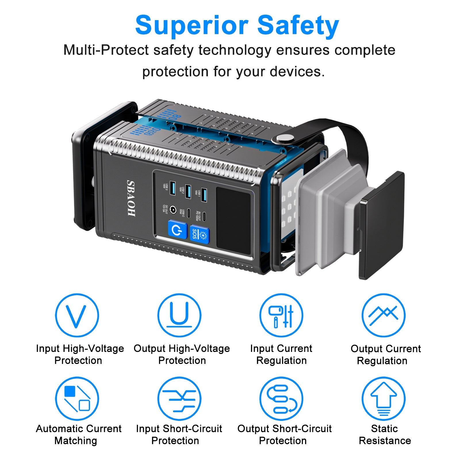 Camping Power Station 296Wh Power Bank 80000mAh Lithium Battery Outdoor Solar Generator USB Port Supply - QuickBuy