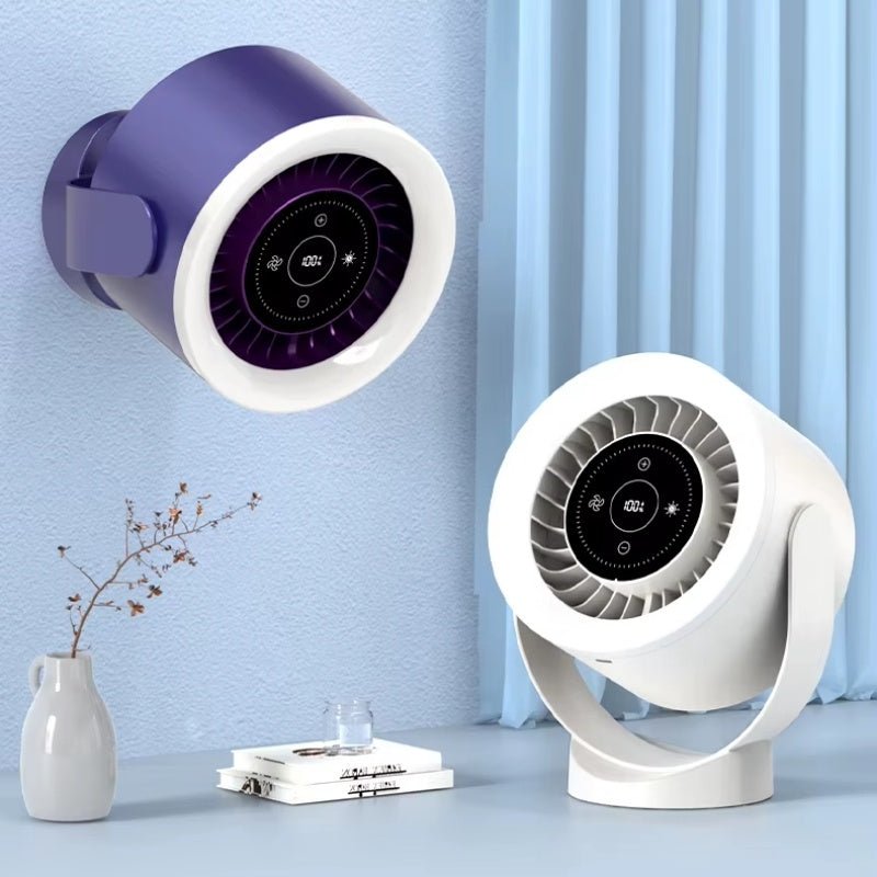 Desktop Adjustable Fan Light Rechargeable Wall Mount Table Fan Light Led Display Air Circulation Cooling USB Table Fan Light - QuickBuy