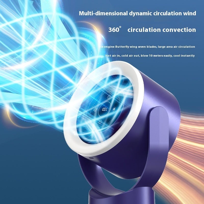 Desktop Adjustable Fan Light Rechargeable Wall Mount Table Fan Light Led Display Air Circulation Cooling USB Table Fan Light - QuickBuy