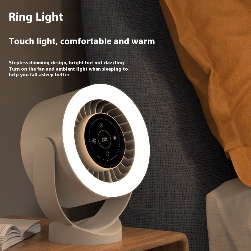 Desktop Adjustable Fan Light Rechargeable Wall Mount Table Fan Light Led Display Air Circulation Cooling USB Table Fan Light - QuickBuy