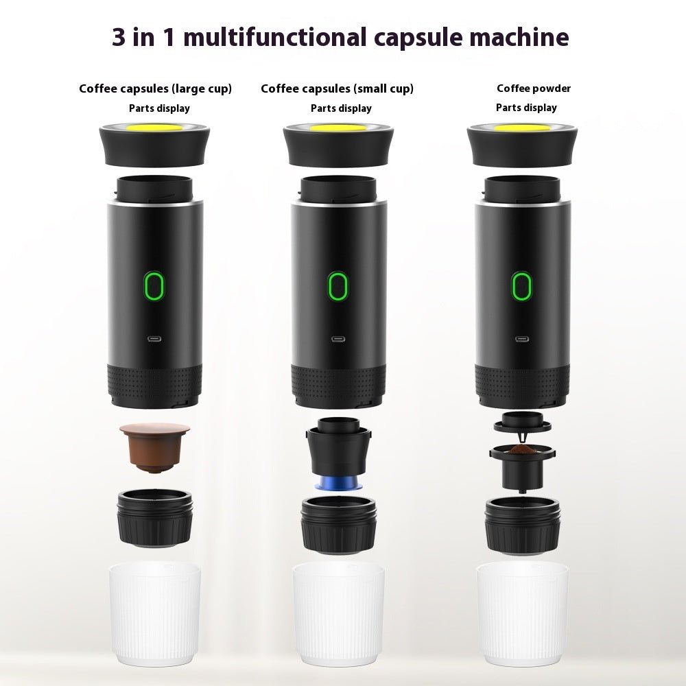 Electric Grinder Coffee Travel Handy 3 In1 Espresso Portable Coffee Espresso Maker Machine Cafe Portable Capsule Coffee Machine Kitchen Gadgets - QuickBuy