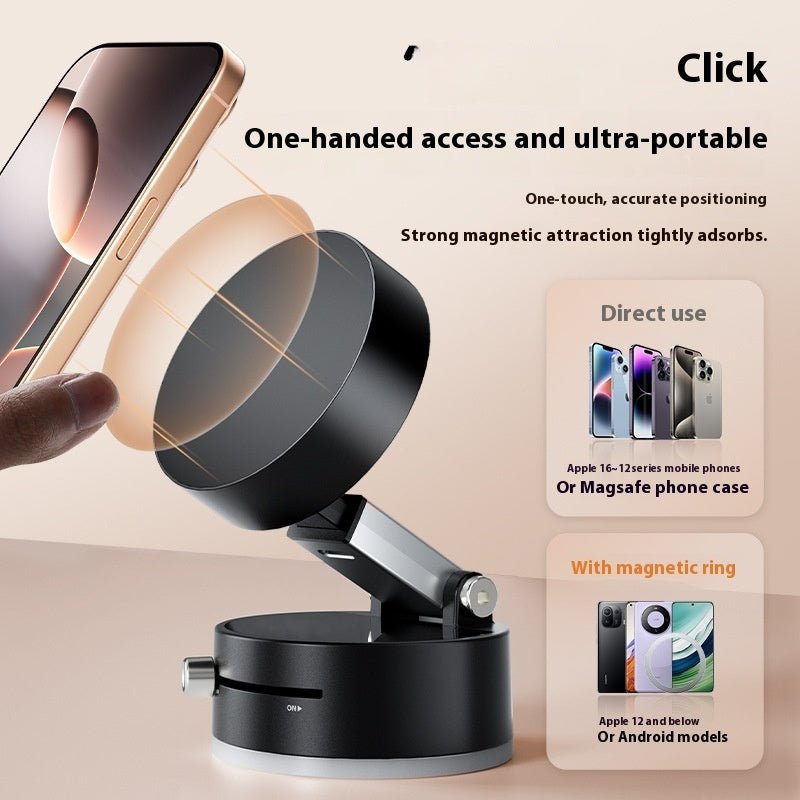 Foldable Magnetic Vacuum Car Phone Holder Foldable Suction Cup With Suction Cup Hands - Free Navigation For Smart Phone - QuickBuy
