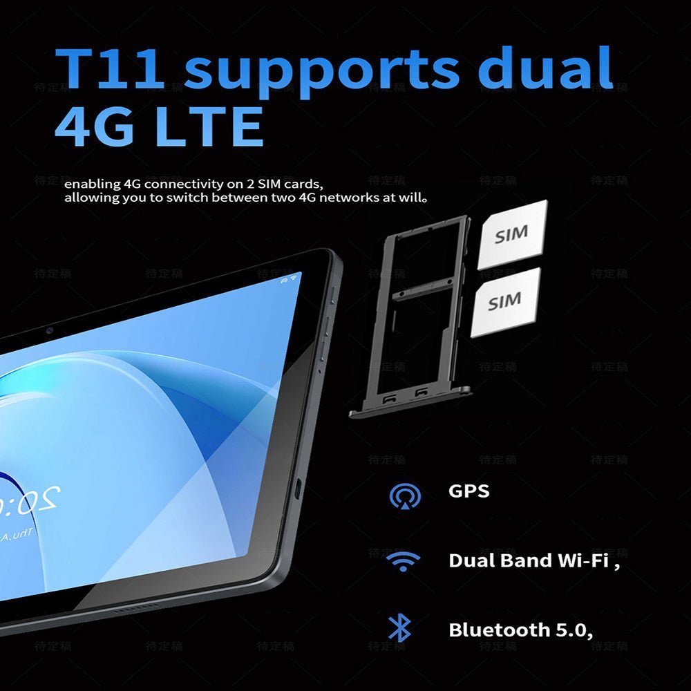 G - tab T11 Android 14 Tablet 10.1 Inch 1280&800 IPS Screen Unisoc T606 8 Core Max 1.6GHz 8GB RAM 4GB&4GB Expansion128GB ROM 2.4&5GHz WiFi Bluetooth 5.0 6580mAh Battery 8MP&13MP Camera Dual 4G - QuickBuy