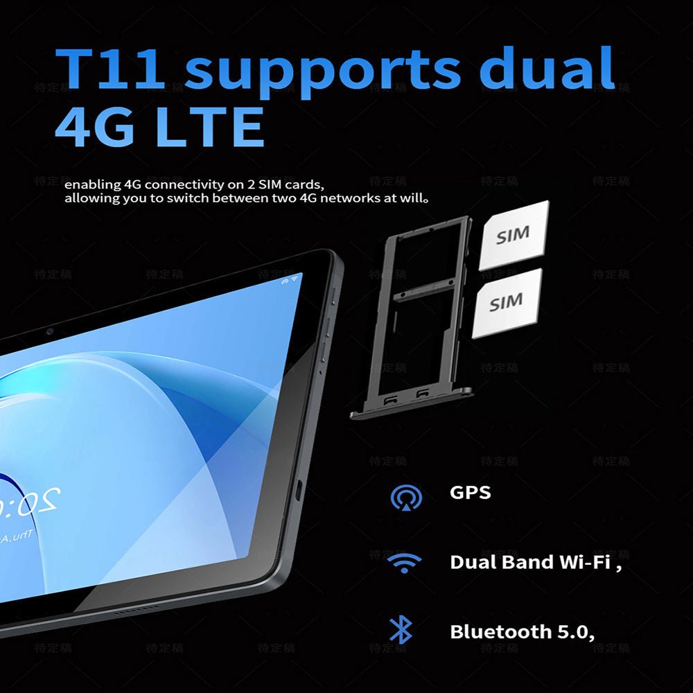 G - tab T11 Android 14 Tablet 10.1 Inch 1280&800 IPS Screen Unisoc T606 8 Core Max 1.6GHz 8GB RAM 4GB&4GB Expansion128GB ROM 2.4&5GHz WiFi Bluetooth 5.0 6580mAh Battery 8MP&13MP Camera Dual 4G - QuickBuy