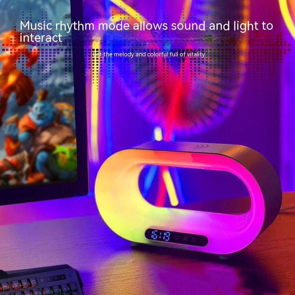 Multi - function 3 In 1 LED Night Light APP Control RGB Atmosphere Desk Lamp Smart Multifunctional Wireless Charger Alarm Clock - QuickBuy