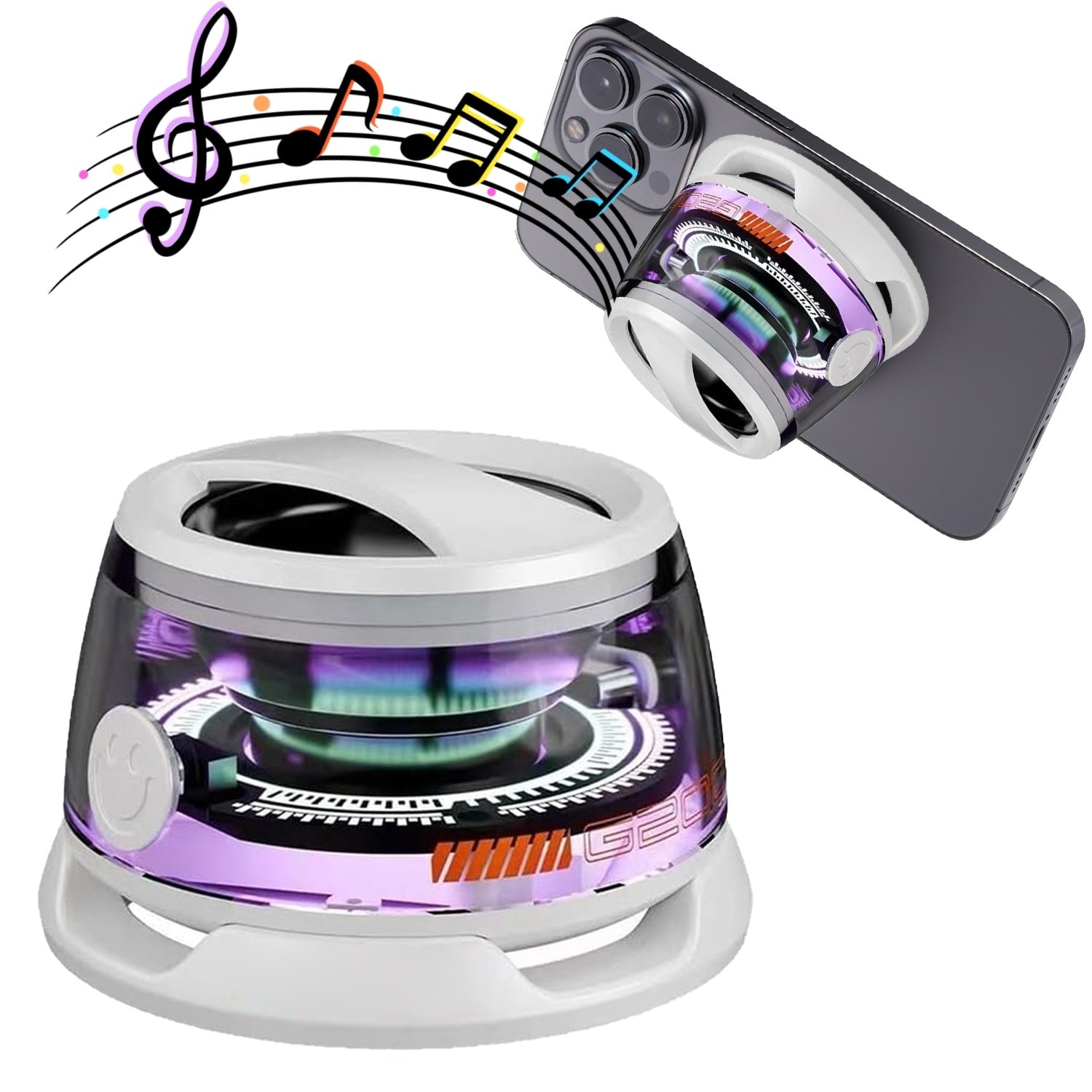 Portable Bluetooth Speaker G200 RGB Lighting Speaker BT5.3 Mini Sound Box 7 Hours Playback Magnetic Phone Holder - QuickBuy