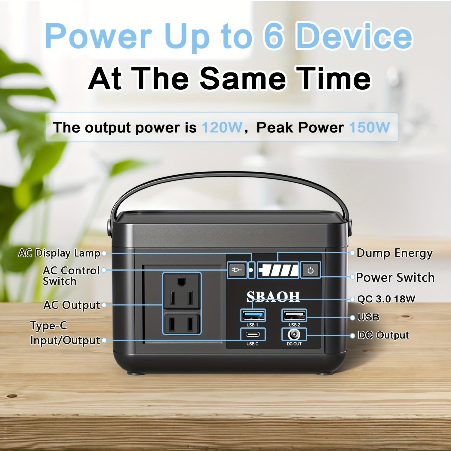 Portable Power Station P86,88.8Wh LiFePo4 Battery,with 120W AC Outputs, Solar Generator For Travel And Camping - QuickBuy