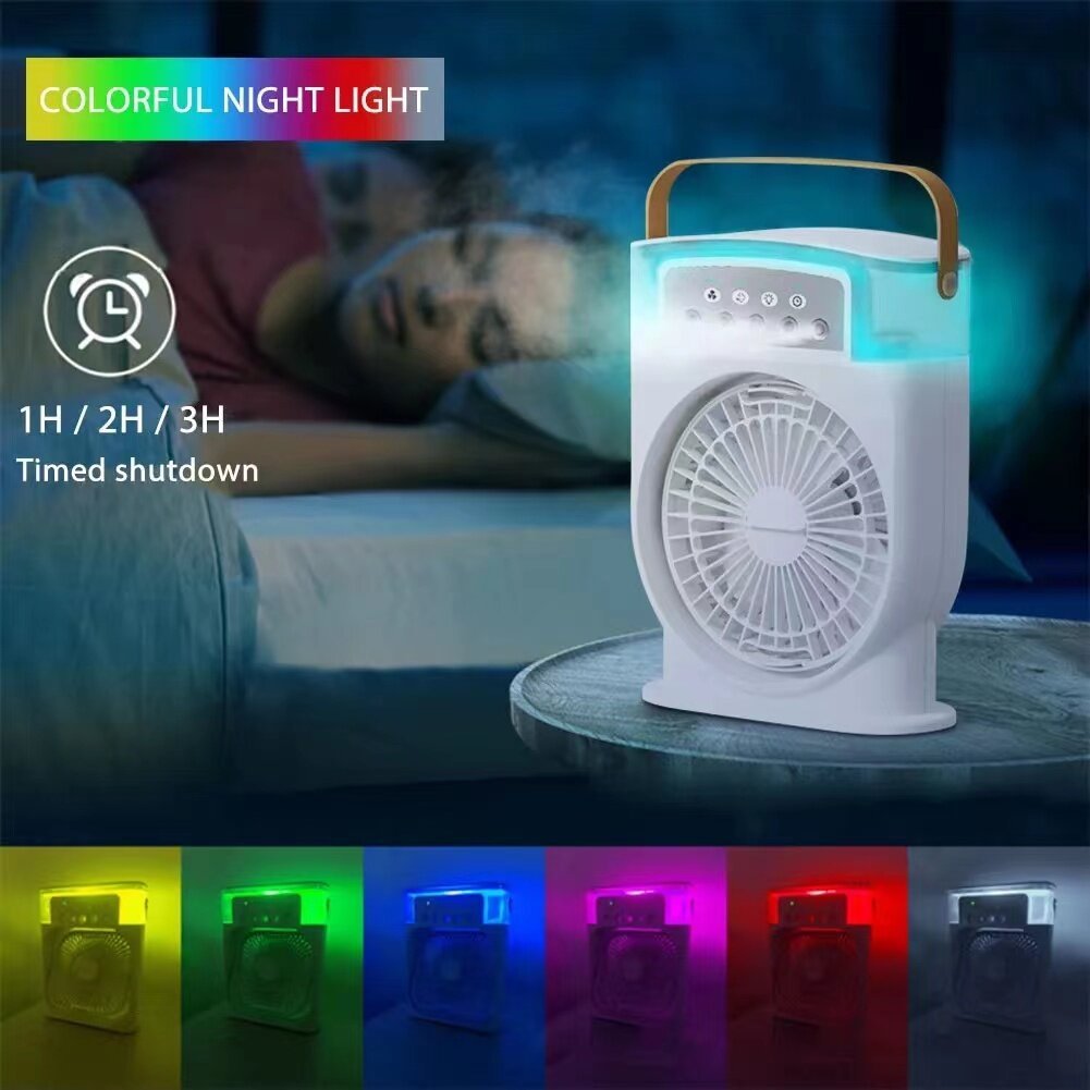 Portable USB Air Conditioner Cooling Fan With 5 Sprays 7 Color Light 600ML Water Tank Spray Mist Air Cooler Humidifiers - QuickBuy