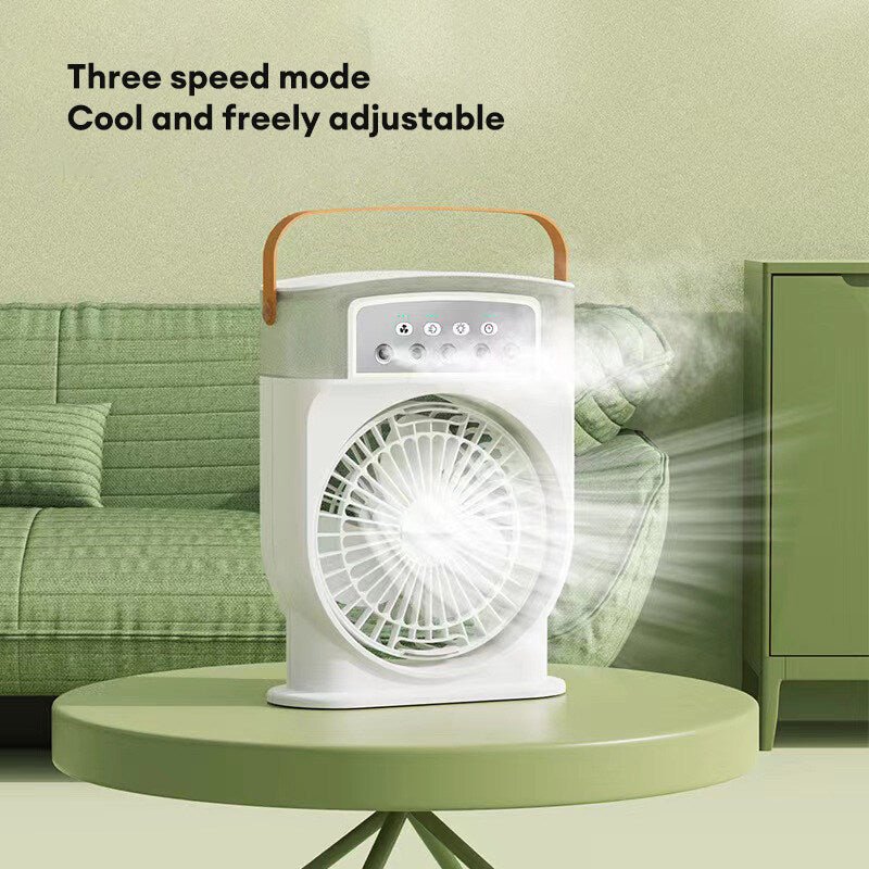 Portable USB Air Conditioner Cooling Fan With 5 Sprays 7 Color Light 600ML Water Tank Spray Mist Air Cooler Humidifiers - QuickBuy