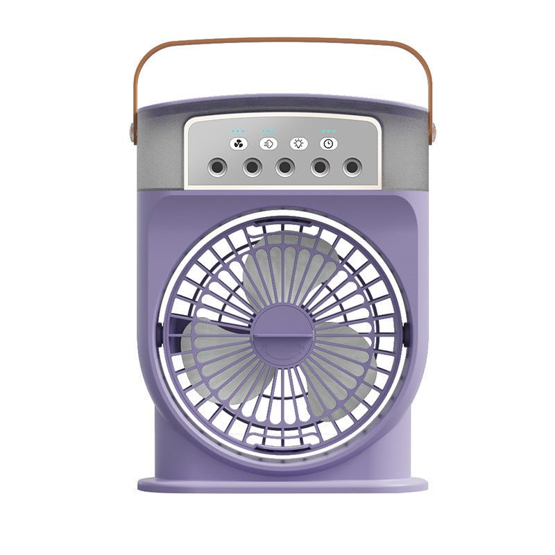 Portable USB Air Conditioner Cooling Fan With 5 Sprays 7 Color Light 600ML Water Tank Spray Mist Air Cooler Humidifiers - QuickBuy