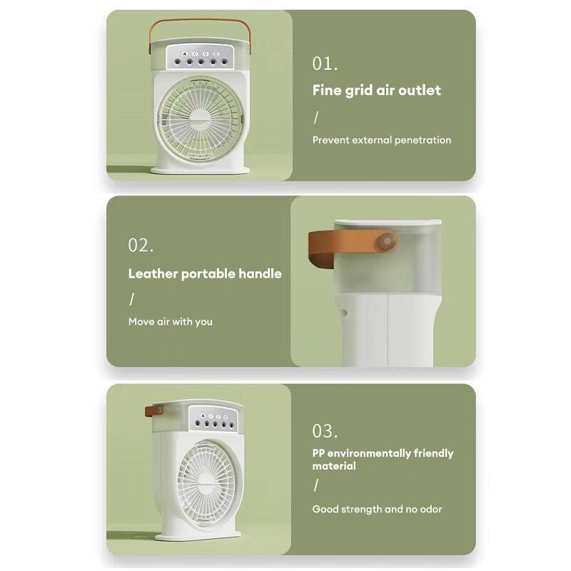 Portable USB Air Conditioner Cooling Fan With 5 Sprays 7 Color Light 600ML Water Tank Spray Mist Air Cooler Humidifiers - QuickBuy