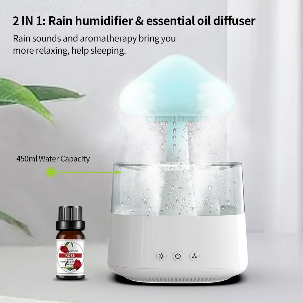 Rain Humidifier Mushroom Humidifier Rain Cloud Humidifier Water Drop Humidifier - QuickBuy