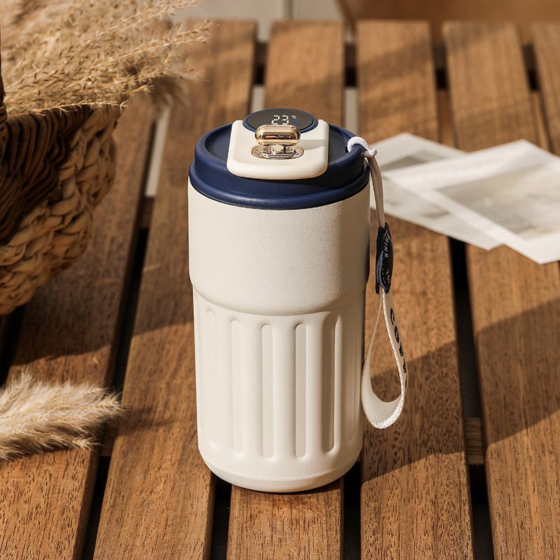 Smart Digital Thermal Bottle Portable Coffee Mug Stainless Steel Water Bottle In - Car Insulated Cup Keep Cold Vacuum Flasks 450ml - QuickBuy