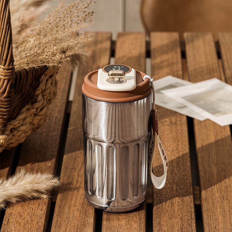 Smart Digital Thermal Bottle Portable Coffee Mug Stainless Steel Water Bottle In - Car Insulated Cup Keep Cold Vacuum Flasks 450ml - QuickBuy