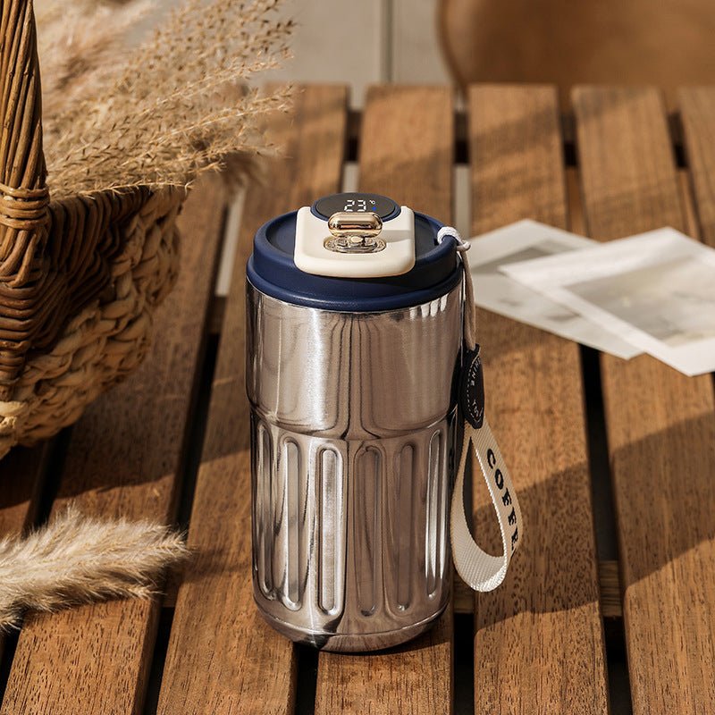 Smart Digital Thermal Bottle Portable Coffee Mug Stainless Steel Water Bottle In - Car Insulated Cup Keep Cold Vacuum Flasks 450ml - QuickBuy