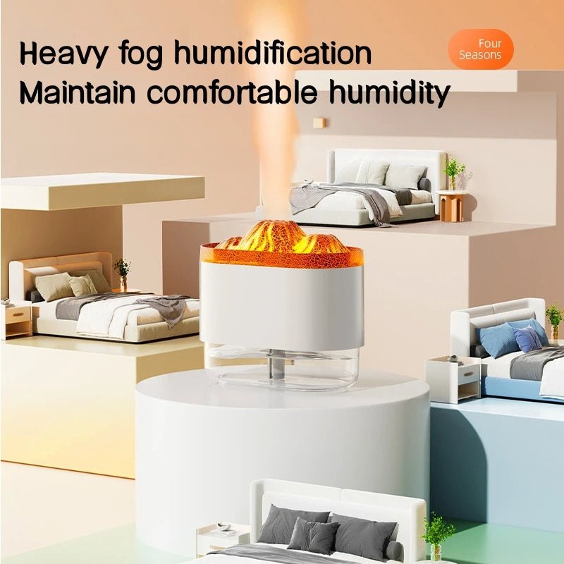 USB Volcano Air Humidifier 300ML Ultrasonic Mist Maker Fogger Household Ultrasonic Water Aroma Diffuser With Colorful Lamp - QuickBuy