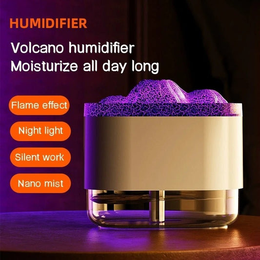 USB Volcano Air Humidifier 300ML Ultrasonic Mist Maker Fogger Household Ultrasonic Water Aroma Diffuser With Colorful Lamp - QuickBuy